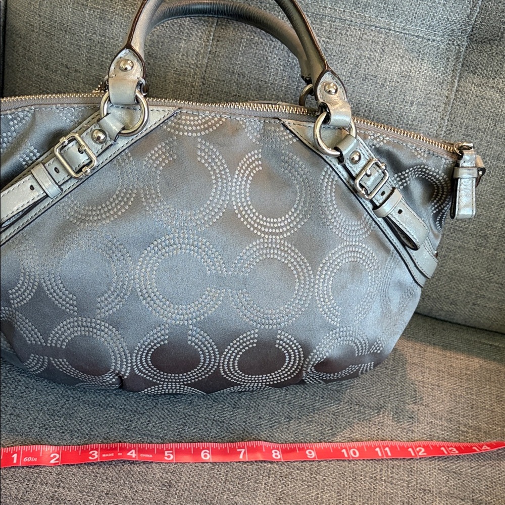 COACH Madison Dotted Op Art Sophia Satchel with Removable Strap 14”x10”x3” - Picture 4 of 12